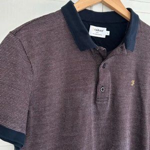 Farah Vintage Men’s Size S/M Slim Fit Short Sleeve Organic Cotton Pattern Polo